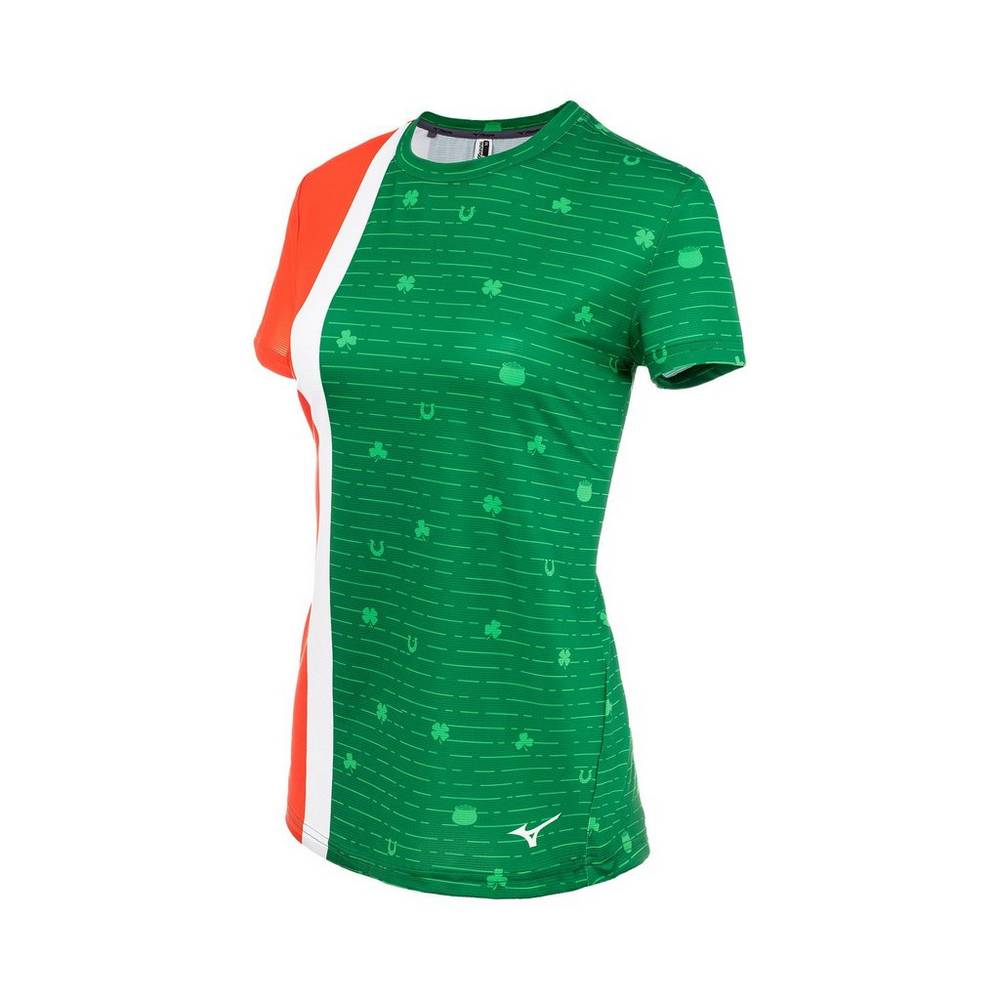 Maglietta Mizuno Printable Short Sleeve Donna - Verdi - 08762-BCVA